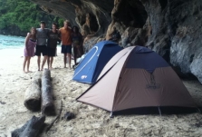 Camping next to the cliffs at Simezu Island