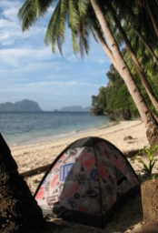 Camping at remote beaches in the Bacuit Archipelago
